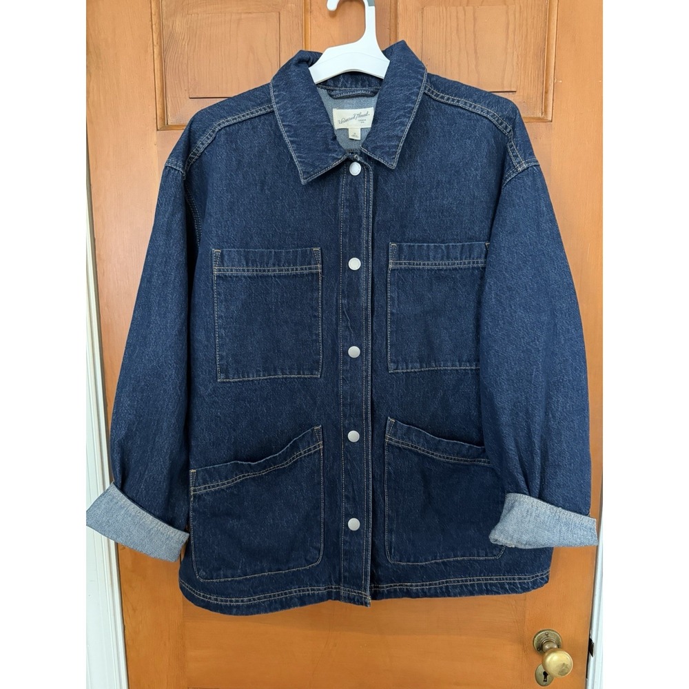 Women's Universal Thread Dark Wash Denim Snap Long Sleeve Jacket Size Medium NWT